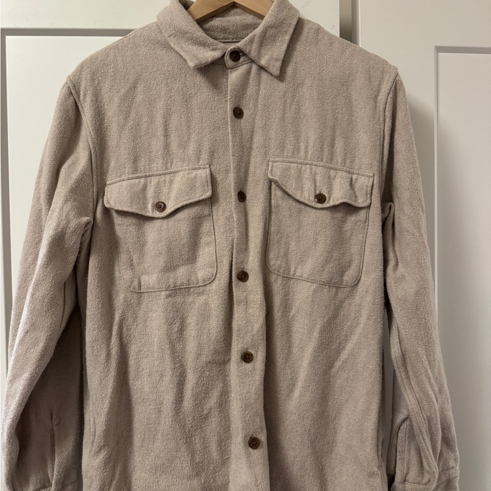Abercrombie Men's Beige Button-Up Shirt Jacket